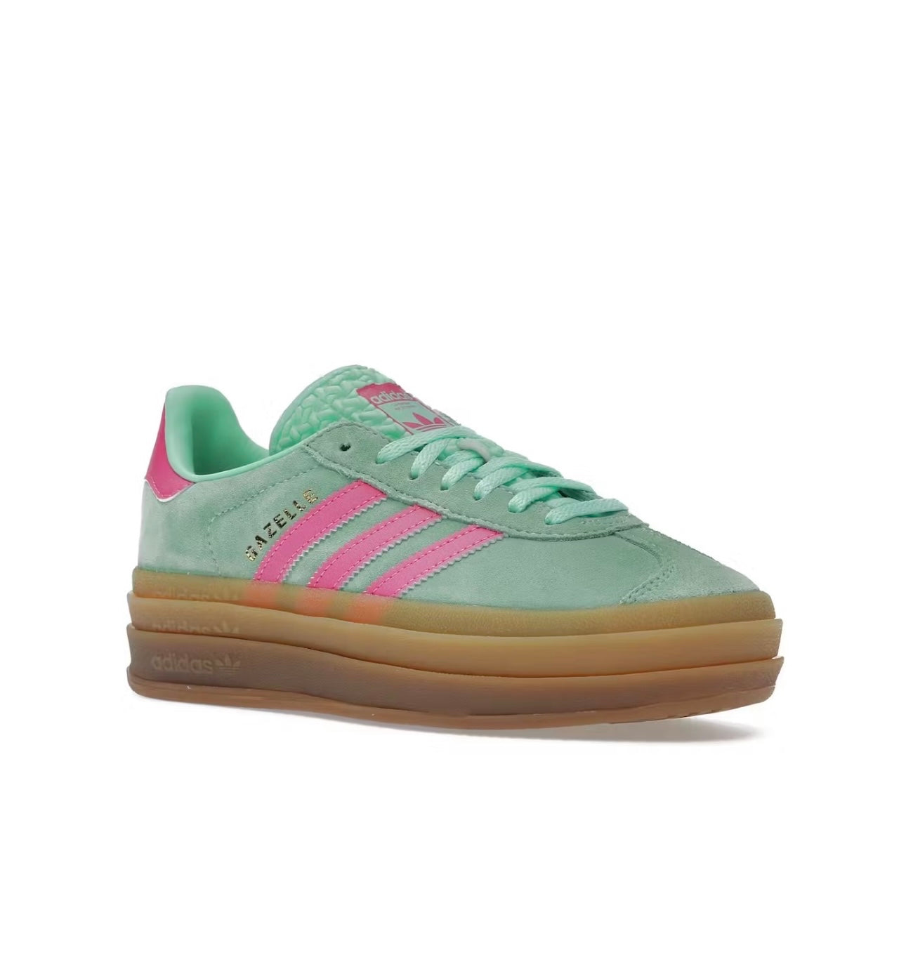 Adidas gazelle green pink platform