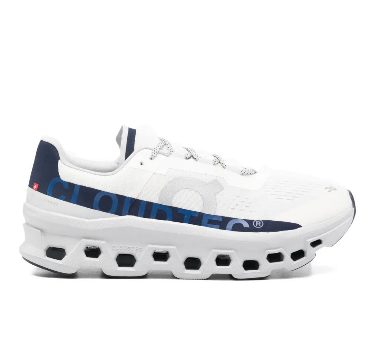 On Cloudmonster white blue - high-performance athletic footwear in White with advanced cushioning
