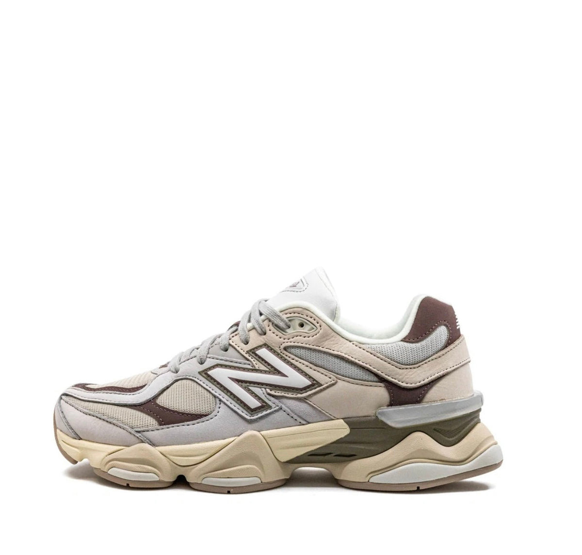 New Balance 9060 Light grey and green olive - high-performance athletic footwear in Green with advanced cushioning