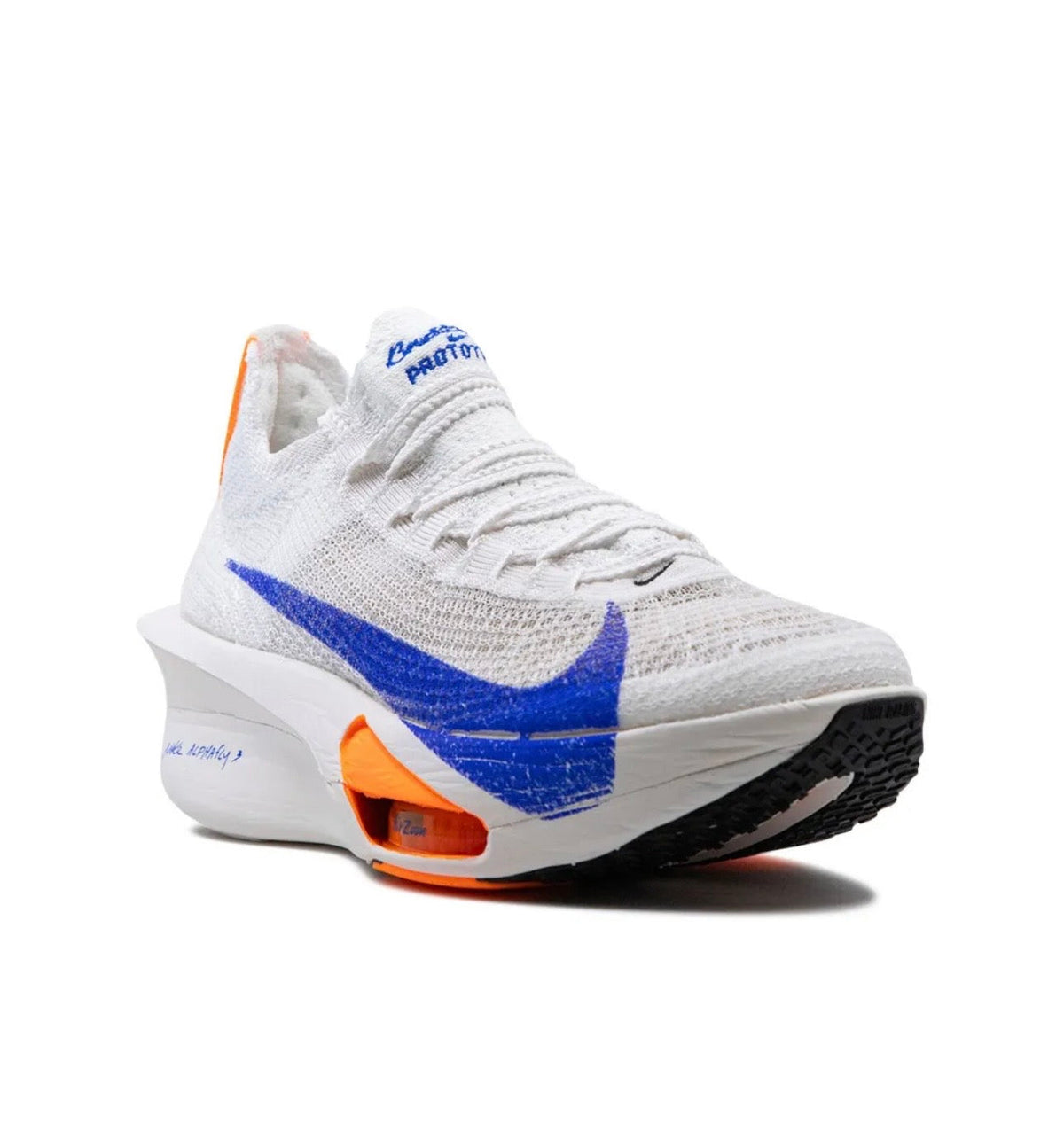 Nike ZOOMX Vaporfly white blue high-performance athletic footwear Blue