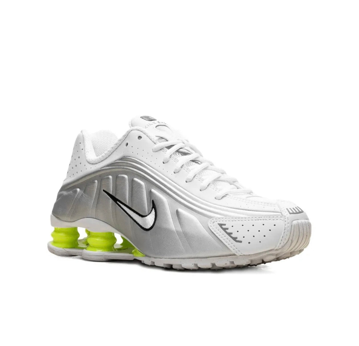 Nike Shox R4 Silver White Yellow - high-performance athletic footwear in White with advanced cushioning