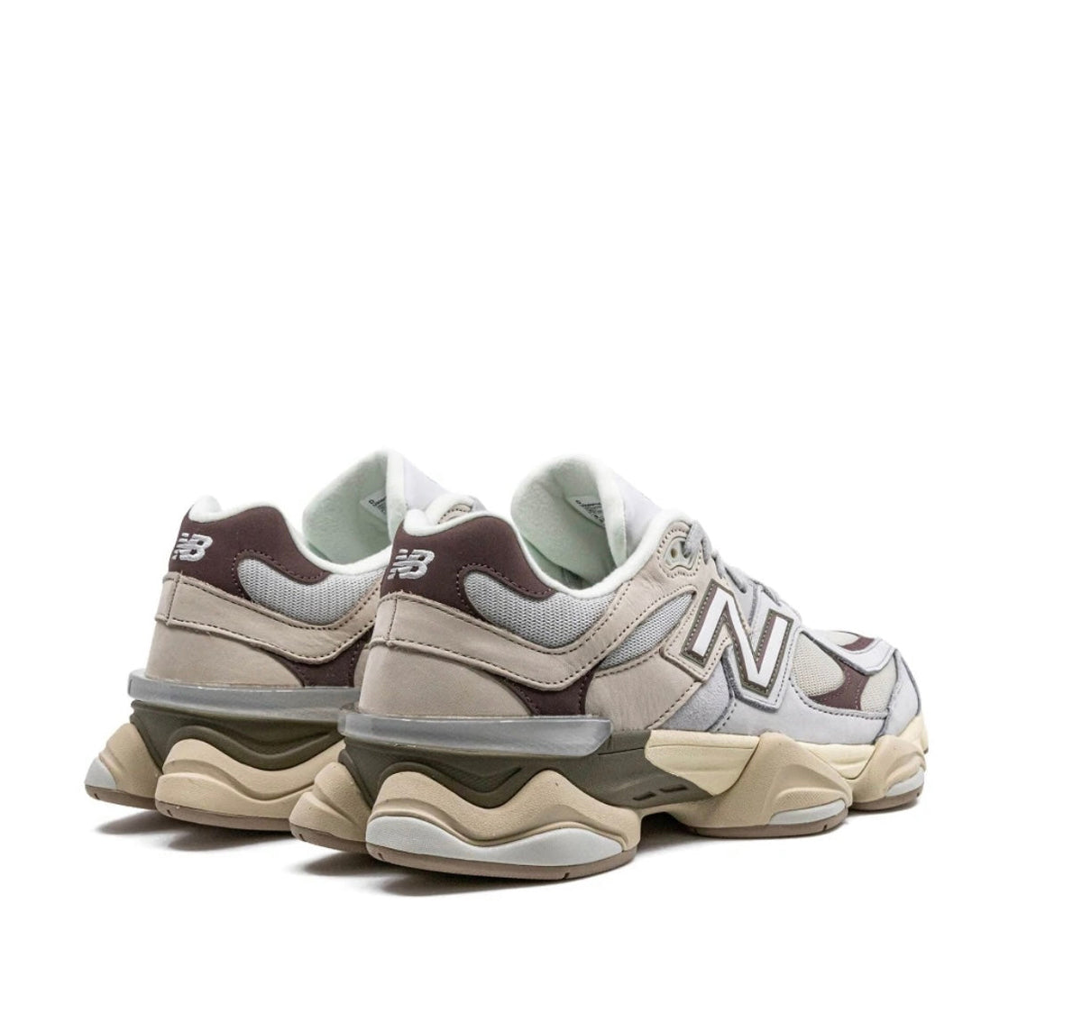 New Balance 9060 Light grey and green olive - high-performance athletic footwear in Green with advanced cushioning
