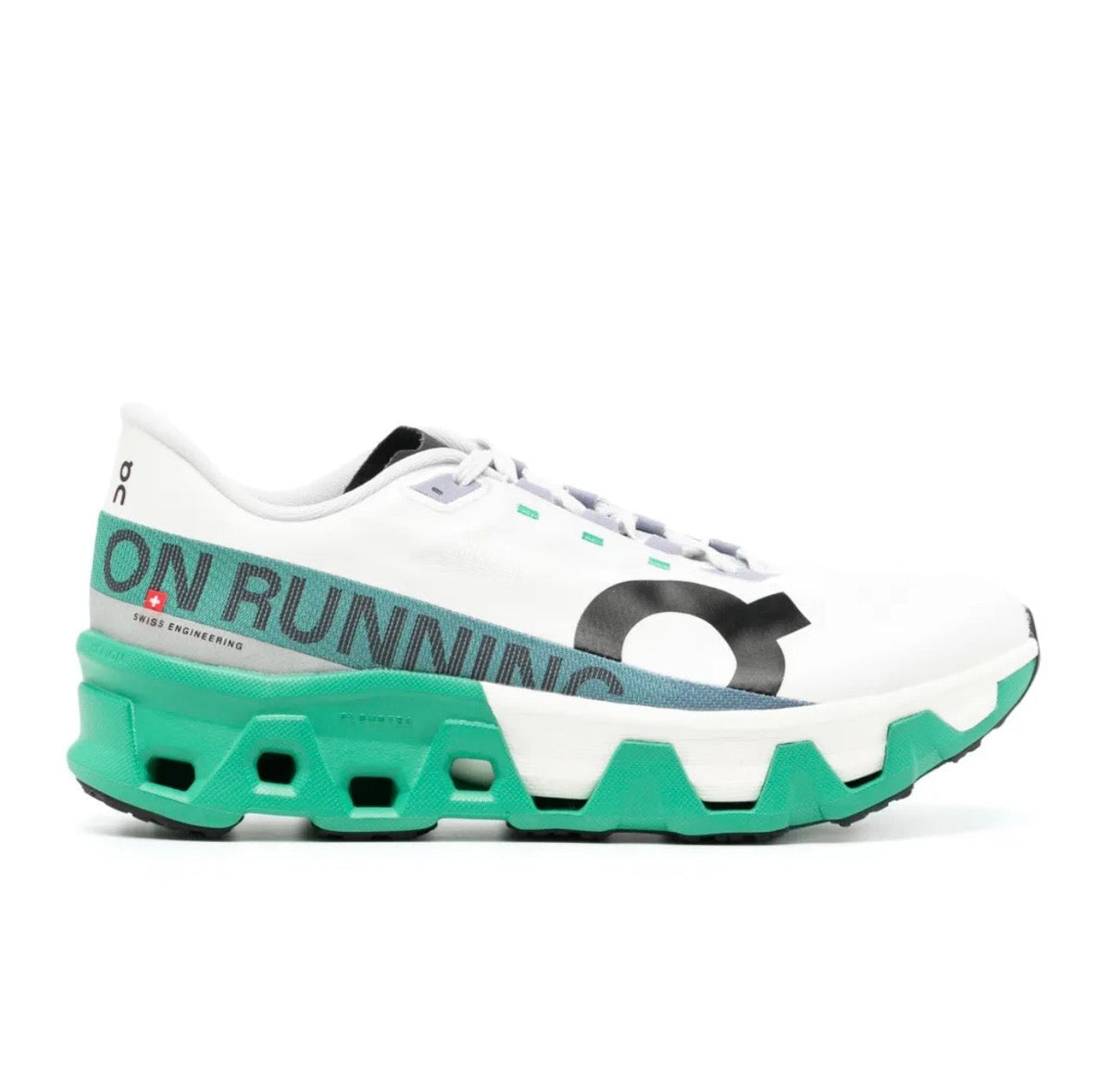 On Cloudmonster white green - high-performance athletic footwear in White with advanced cushioning