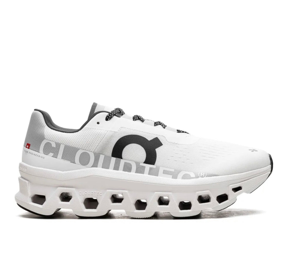 On Cloudmonster white grey - high-performance athletic footwear in White with advanced cushioning