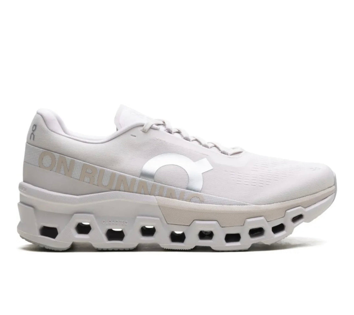 On Cloudmonster light gray - high-performance athletic footwear with advanced cushioning