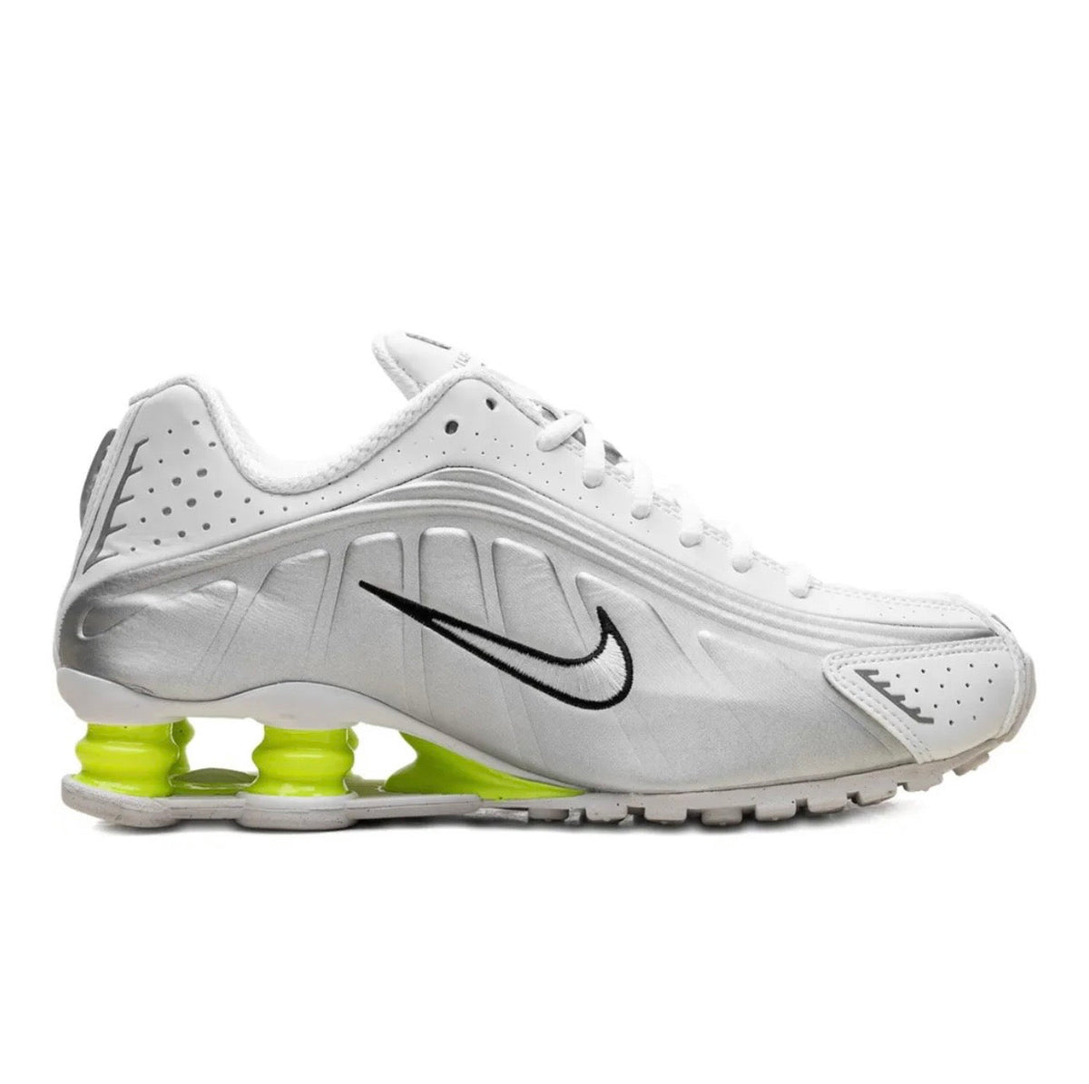 Nike Shox R4 Silver White Yellow - high-performance athletic footwear in White with advanced cushioning