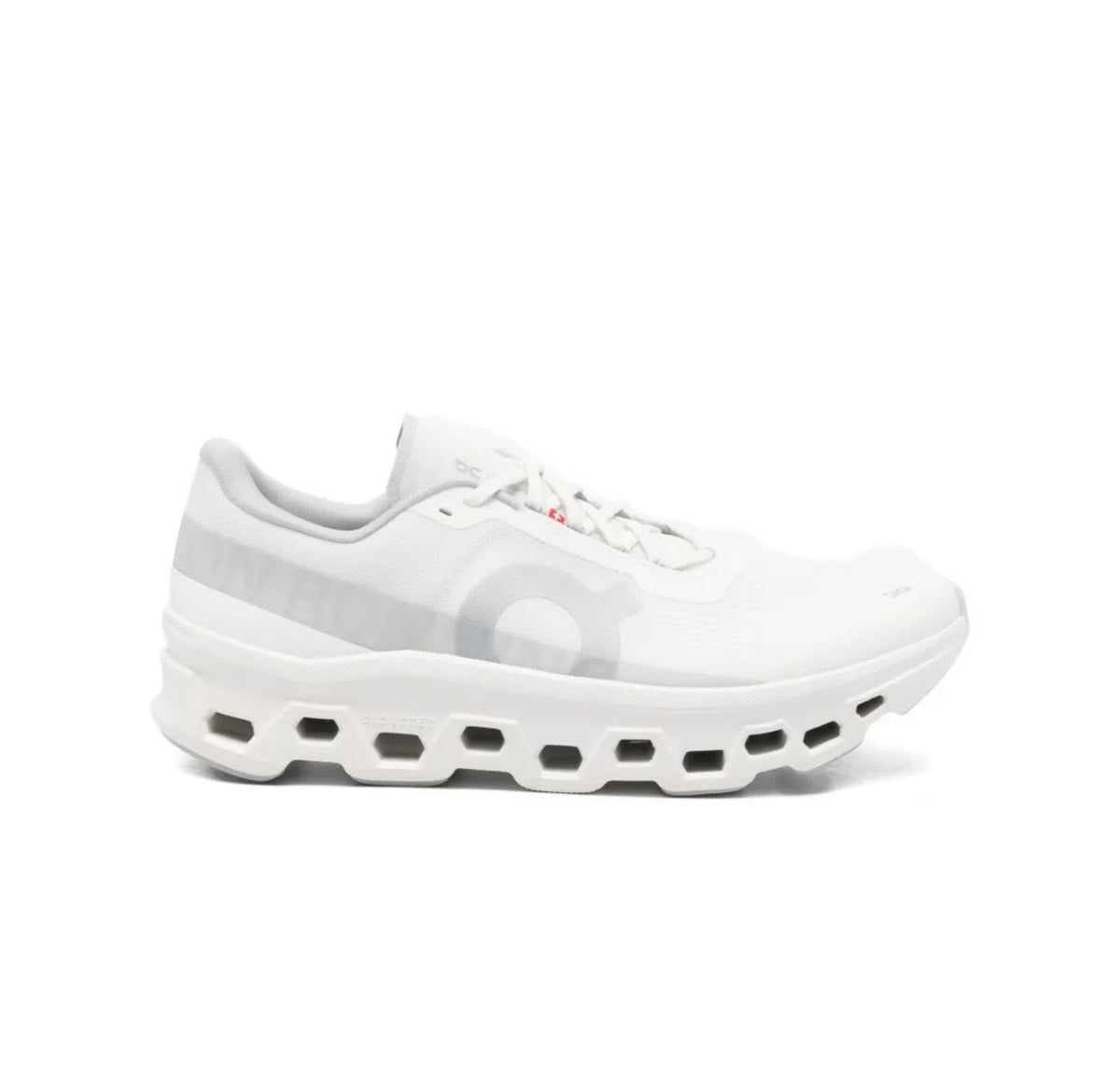 On Cloudmonster white grey - high-performance athletic footwear in White with advanced cushioning