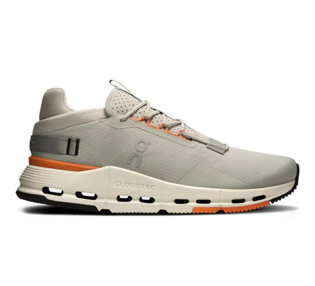 On Cloudnova Grey Orange - high-performance athletic footwear in Grey with advanced cushioning