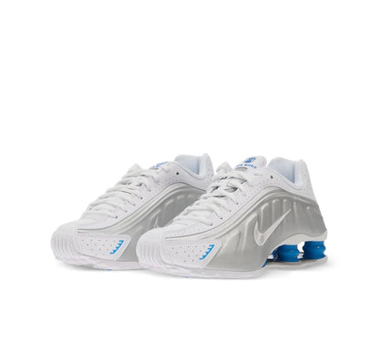 Nike Shox R4 Silver White Blue - high-performance athletic footwear in White with advanced cushioning