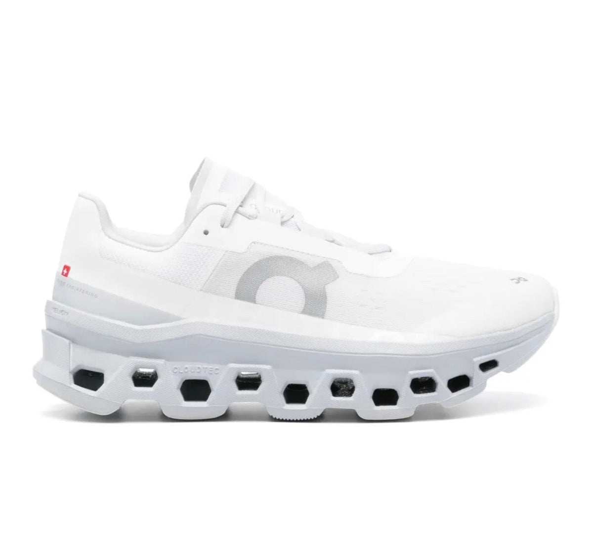 On Cloudmonster white grey - high-performance athletic footwear in White with advanced cushioning
