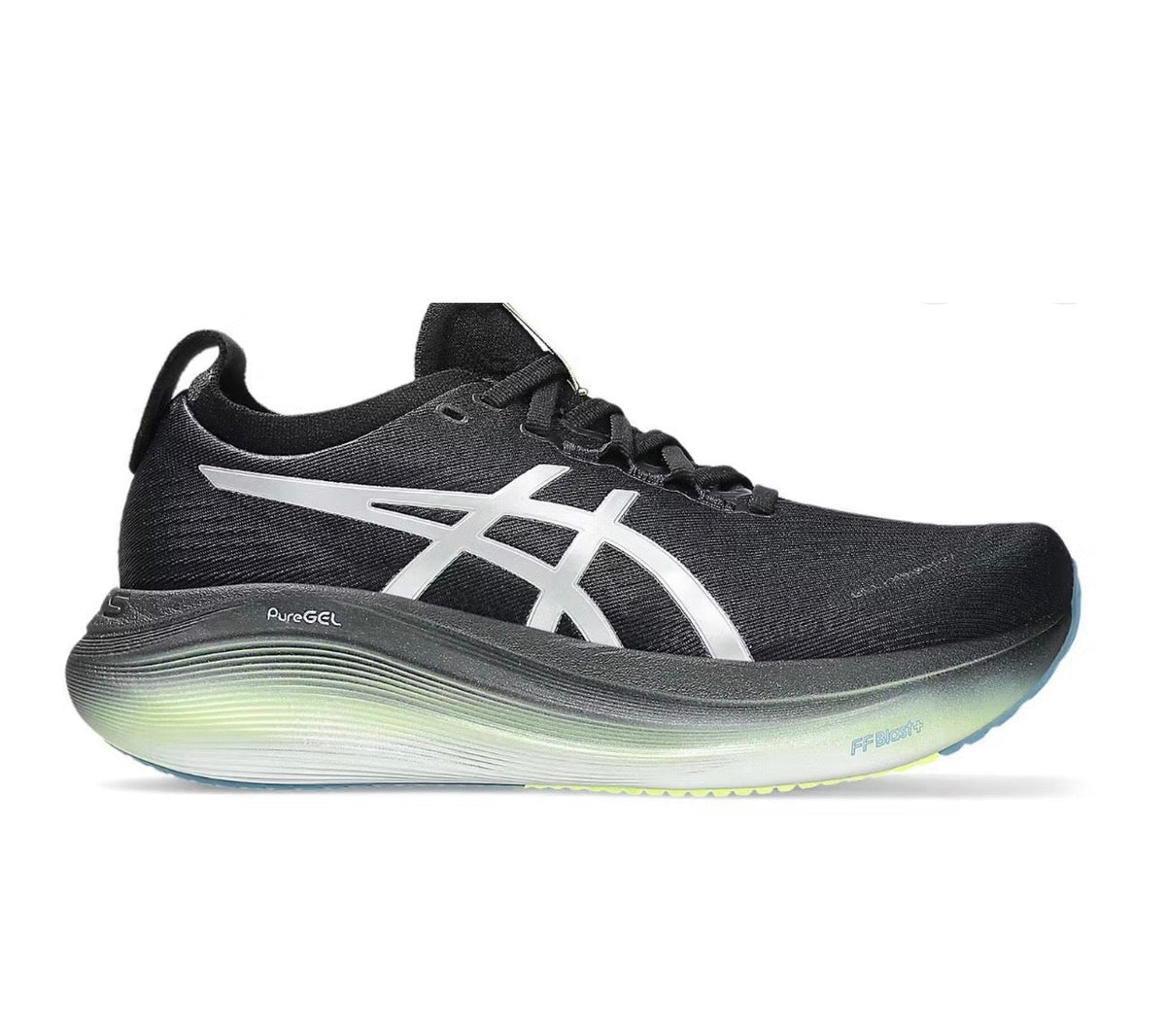 Asics Nimbus 27 Black Green - high-performance athletic footwear in Black with advanced cushioning