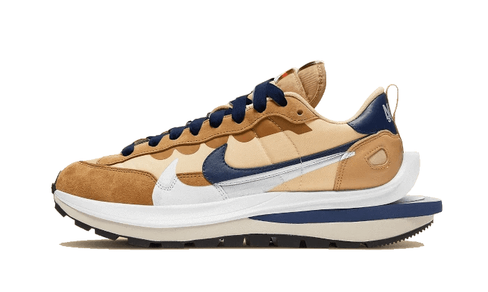 Nike X Sacai Vaporwaffle Tan Navy high-performance athletic footwear Navy